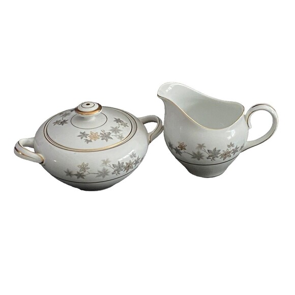 Vintage Japan Empress China Golden Silhouette cream and sugar bowl set - Picture 1 of 10